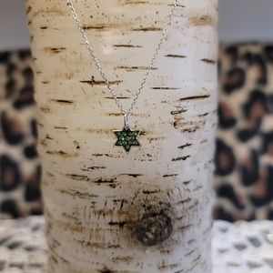Rarities pave tsavorite garnet sterling silver star necklace